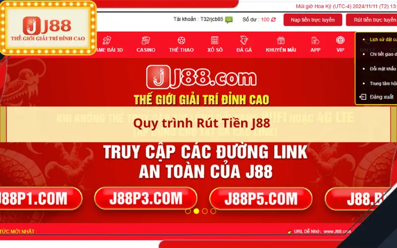 Quy trình Rút Tiền J88